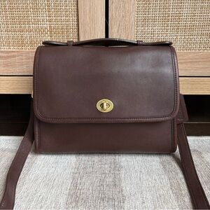 COACH Vintage Court Mahogany Brown Leather Crossbody Shoulder Bag Handbag 9870